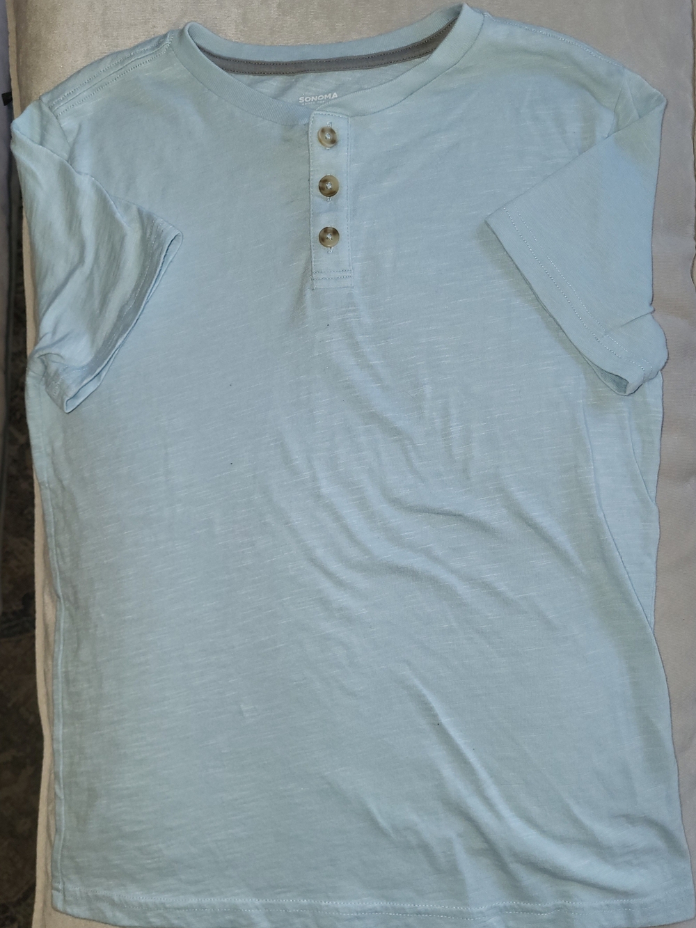 Sonoma Pale Blue Short Sleeve Henley